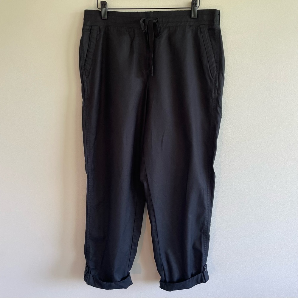 Talbots Women's Pull-On Drawstring Waist Cropped Pant Black Size 8